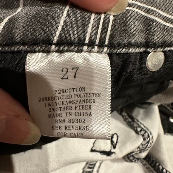 Fall Altar'd State Plaid Flare Bell Bottom Pants Size 27 Denim Gray White Plaid - Picture 6 of 7